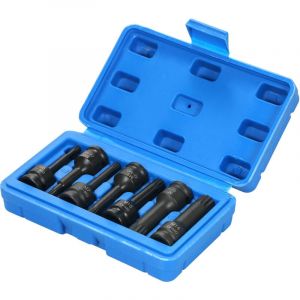 SJLERST Coffret de douilles &agrave; impact 3/8" (7 pi&egrave;ces, tailles m&eacute;triques : 5 mm, 6 mm, 7 mm, 8 mm, 10 mm, 12 mm et 14 mm) XZN, embouts cannel&eacute;s triples