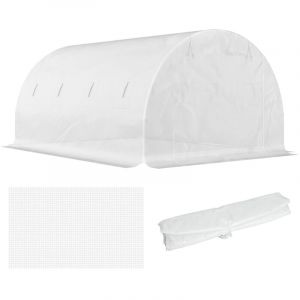 Serre de jardin B&acirc;che de rechange serre tunnel 12 m&sup2; 4 x 3 x 2 m PE anti-UV imperm&eacute;able 8 fen&ecirc;tres + porte enroulable zipp&eacute;e blanc