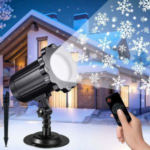 Projecteur Noel, Projecteur Flocon de Neige Lumiere Noel Exterieur avec T&eacute;l&eacute;commande et Minuterie, &Eacute;tanche IP65 Projecteur Noel Exterieur et