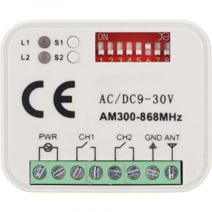 R&eacute;cepteur Universel Compatible Avec La T&eacute;l&eacute;commande Doorhan 433,92 Mhz, R&eacute;cepteur Sans Fil 2 Canaux (433-868 Mhz), Code Tournant/Fixe, 12-24 V Ca/Cc