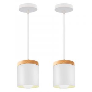 2 pcs lustre suspension fer forgé moderne minimaliste intérieur E27 lampe suspension décorative (blanc)