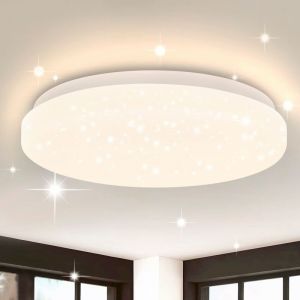 Plafonnier led Chambre - 15W Lampe de Chambre Ciel &Eacute;toil&eacute; Blanc Chaud 21cm Lampe de Cuisine Paillettes Ronde Petite Cuisine &Eacute;clairage de Plafond