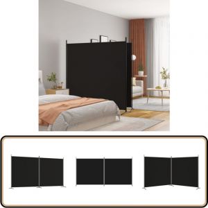 Cloison de s&eacute;paration 2 panneaux Noir 348x180 cm Tissu - Cloison De S&eacute;paration - &Eacute;cran De Confidentialit&eacute; - S&eacute;parateur De Pi&egrave;ce - Rideau Partition