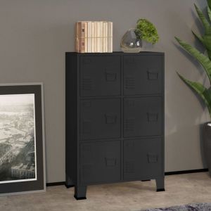 Coffre de rangement industriel Noir 75x40x115 cm Métal CFW98323
