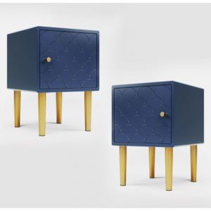 Lot de 2 tables de chevet,table d'appoint,bleu marine,table basse assortie &agrave; chaque lit et chambre - H50/B35/T35 cm