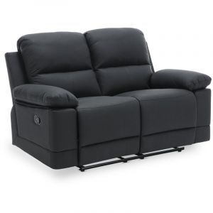 Deco In Paris - Canapé 2 places relax manuel en simili cuir noir dany