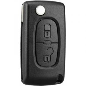 2 Boutons Coque Clé Compatible CE0523 clé à Rabat Pliable pour Peugeot 207 307 308 407 408 3008 5008 Citroen C2 C3 C4 C5 C6 C8 (2 Boutons, CE0523)