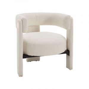 Wahson Office Chairs - Fauteuil de Salon en Fausse Fourrure Fauteuil Salon Confortable avec Si&egrave;ges Rembourr&eacute;s Fauteuil Scandinave, Pied Bois, Blanc