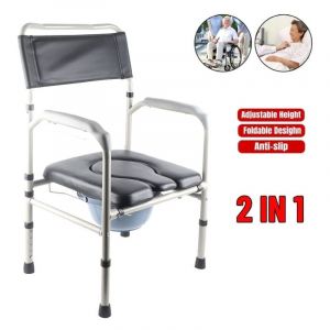 Gistuch - Chaise Percée Toilette Chaise Pot de Chambre Adulte Cadre de Sécurité wc Capacité 150 kg avec wc Accoudoirs Intégré pour Handicapées