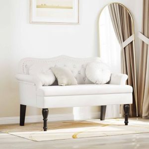 Banc Chesterfield Blanc 120,5 x 65 x 75 cm Simili cuir