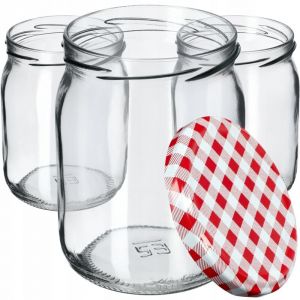 Bocaux à confiture 540 ml avec couvercles à visser, bocaux à confiture, bocaux de conservation pour concombres (48 pièces, carreaux rouges) - Kadax