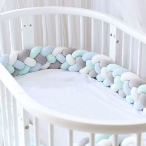 Tour de lit 4 tissus bébé coussin serpent tressé pare-chocs velours berceau protecteur pare-chocs nouveau-né pépinière berceau chambre décor avec,
