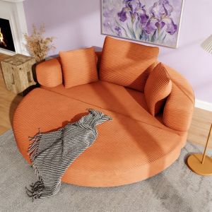 Canap&eacute; lit convertible multifonctionnel autonome (Canap&eacute; sans structure) &ndash; Sofa modulaire ovale avec coussins, 173 x 176 cm, pour appartement, salon,