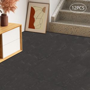12 pi&egrave;ces de rev&ecirc;tement de sol autocollant en pvc, 60 cm x 30 cm, dalles autocollantes, dalles en pvc d&eacute;tachables et repositionnables.