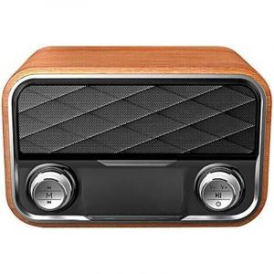 Horloge en Bois St&eacute;R&eacute;O Haut-Parleur Bluetooth Radio FM Haut-Parleurs Portables Haut-