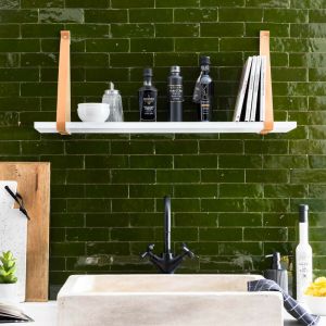 Ro'ma Nature - Zellige v&eacute;ritable Carrelage Artisanal - 5x15 cm - Vert Imp&eacute;rial (vendu par bo&icirc;te de 0,5m&sup2;)