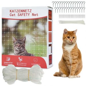 SWANEW Filet de Protection pour Chat Résistant aux UV Filet de sécurité en Nylon pour balcons Transparent 3x8m