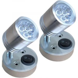 2PCS 12V Cylindrique LED Spot Lampe de Lecture Interrupteur Réglable Lumière Chaude pour Camping Car Van Bateau Led Lumière Intérieure Sliver Blanc