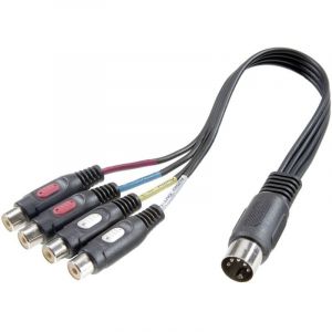 Speaka Professional - SP-7870300 Cinch-RCA / connexion din audio Adaptateur y [1x diode mâle 5 pôles (din) - 4x Cinch-RCA