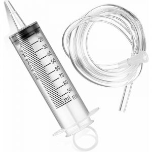 Seringue en Plastique - Grande Seringue en Plastique avec Tuyau Flexible - Grande Seringue de Mesure en Plastique pour Laboratoires Scientifiques