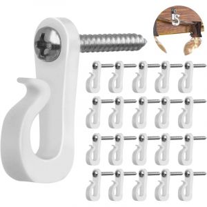 20 Pièces Crochet À Visser, Piton À Visser En Alliage De Zinc Capacité De Charge 30 Lb, Crochet À Visser Mural A Visser Blanc, Adapté À La Maison Au