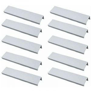 Alovez - Lot de 10 Poignée Profil Poignée de Meuble Cuisine - Poignée Invisible Poignee de Meuble Brossé Poignée Meuble argent en Alliage d'Aluminium