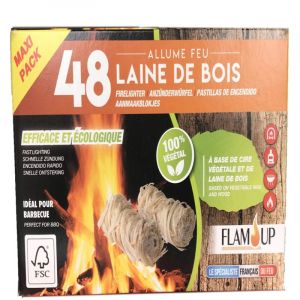 Boîte De 48 Allume-feu Laine De Bois Fsc 100% Végétal Flam'up - Flam'up