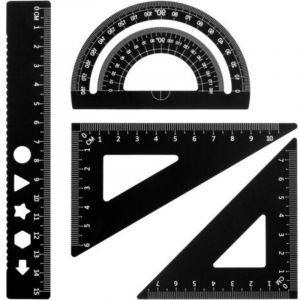 Ensemble d'&eacute;chelle d'architecte - Kit de dessin technique en m&eacute;tal 4 pi&egrave;ces, outils de g&eacute;om&eacute;trie pour les math&eacute;matiques, rapporteur et &eacute;querre, pour