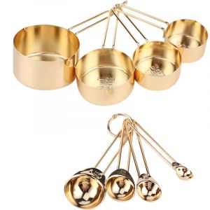 Lot de 8 Cuill&egrave;res &agrave; Mesurer en Acier Inoxydable, Tasses &agrave; Mesurer et Cuill&egrave;res &agrave; Mesurer en Acier Inoxydable avec Balances, Accessoire de Cuisine