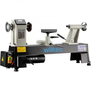 Wiltec Tour &agrave; bois d&lsquo;&eacute;tabli 550W R&eacute;glable 650-3800 tr/min, Porte-outil Usinage de Bois Haute qualit&eacute;, Tournage, Accesoires inclus, Atelier Bricolage