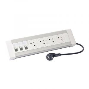 Bloc bureau &eacute;quip&eacute; de 4 prises 2P+T et 3 prises RJ45 cat&eacute;gorie6 FTP 1 module (054633/14)
