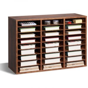 VEVOR Organiseur de litterature 27 compartiments, boite aux lettres de bureau en bois, panneau de particules, avec etageres amovibles, trieur de