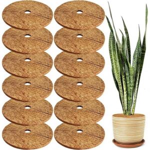 Paillis de fibre de coco pour arbres, tapis de protection contre les mauvaises herbes en coquille de noix de coco naturelle - 12 pi&egrave;ces, 50 cm