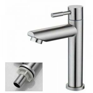 Robinet de salle de bains 1 pi&egrave;ce, robinet d'&eacute;vier d'eau froide uniquement, robinet de lavage &agrave; la main en cuivre chrom&eacute; durable-robinet lavabo vasque