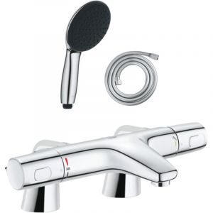 Pack mitigeur bain douche thermostatique GROHE Precision Trend + douchette ronde 2 jets + flexible