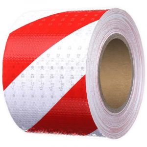 10m x 10cm Bande R&eacute;fl&eacute;chissante Autocollante Rouge et Blanc,Intensit&eacute; Ruban Reflechissant S&eacute;curit&eacute; Adhesif Haute Ruban Adh&eacute;sif R&eacute;fl&eacute;chissant