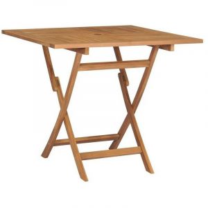 Table de jardin carr&eacute;e pliable teck massif clair Kounjo