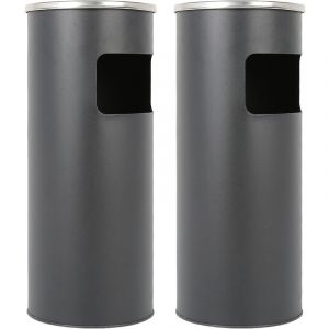 Lot de 2 Cendrier sur pied, cendrier poubelle, cendrier exterieur, cendrier pied exterieur, noir