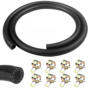 1 M&egrave;tre durite essence, 8mm Diam&egrave;tre Int&eacute;rieur durite gasoil, tuyau essence avec 8pcs colliers de serrage, Tuyau de Carburant pour Camion, Voiture,
