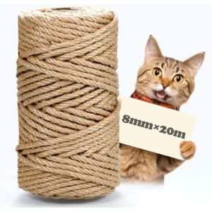 Corde en sisal pour Arbre &agrave; Chat, 8 mm x 20 m, Corde en sisal Naturel, Corde de Chanvre, Corde &agrave; griffer, Corde en Jute pour la Maison, Le Jardin, Le