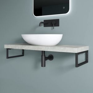 Doporro - 1 Pièce Équerre de Fixation Plan de Toilette Étagère Tablette Murale Porte-serviette Acier Inox Noir 40x2,5x15cm WH01