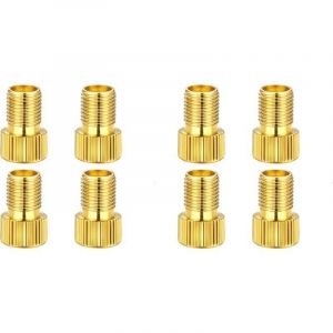 Lot de 8 Embout Pompe Velo, Embout de Gonflage, Adaptateurs pour Valve de V&eacute;lo Presta vers Schrader, en Laiton