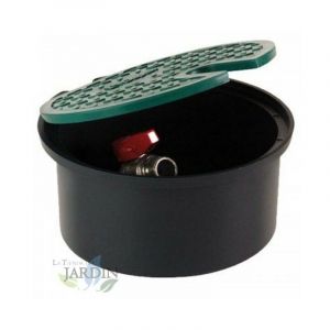Bouche d'arrosage ronde plastique 20 cm avec robinet 3/4''' Couvercle 20 cm. Hauteur 11,5 cm Socle 18,5 cm