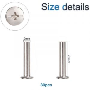 Reliure Chicago Vis, 30 Ensembles M&eacute;tal Chicago Bouton Kit d'assortiment de vis de Reliure Vis Nickel Plaqu&eacute; Reliure Vis Binder Post Docking Rivets,