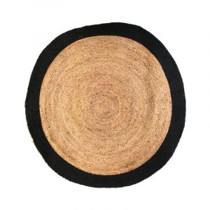 Paris Prix - Tapis Rond D&eacute;co en Jute 'Bordure' 120cm Noir
