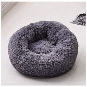 Sleeping Round Basket for Dogs and Cats, Plush Basket, Pillow, Thick Mattress, Round Winter Bed for Pets (XS/40 cm, Dark Grey) - Ymyny