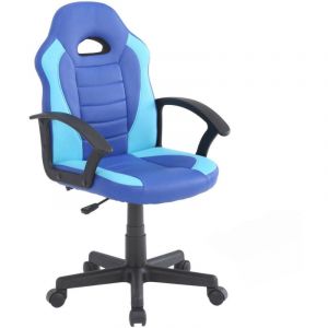 Chaise de jeu Hervey, Fauteuil de jeu pour enfants, Chaise de bureau, Cm 56x55h89/100,Bleu et Bleu clair