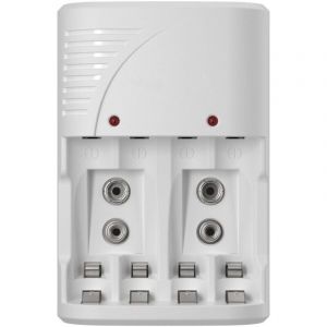 Universel Direct Chargeur de Piles Rechargeables pour AA/AAA et 9V, Chargeur Piles pour AA AAA NI-MH et 9V Piles Rechargeables avec Indicateur LED,