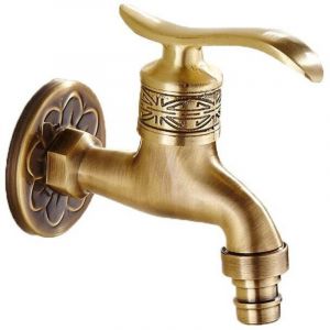 G&eacute;n&eacute;rique Antique Robinet en Laiton Poign&eacute;e Lessive Salle De Bains Montage Mural Lave-Linge Robinet Ext&eacute;rieur Jardin Tuyau Simple Robinet Froid Long