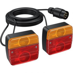 APEX Kit de feux arri&egrave;re :paire de feux clignotants universels 12 V &eacute;tanches pour remorque, avec c&acirc;ble de 7,5 m et connecteur &agrave; 7 broches